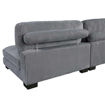8555GY*2AC1CROT (4)4-Piece Modular Sectional with Ottoman - 8555GY*2AC1CROT