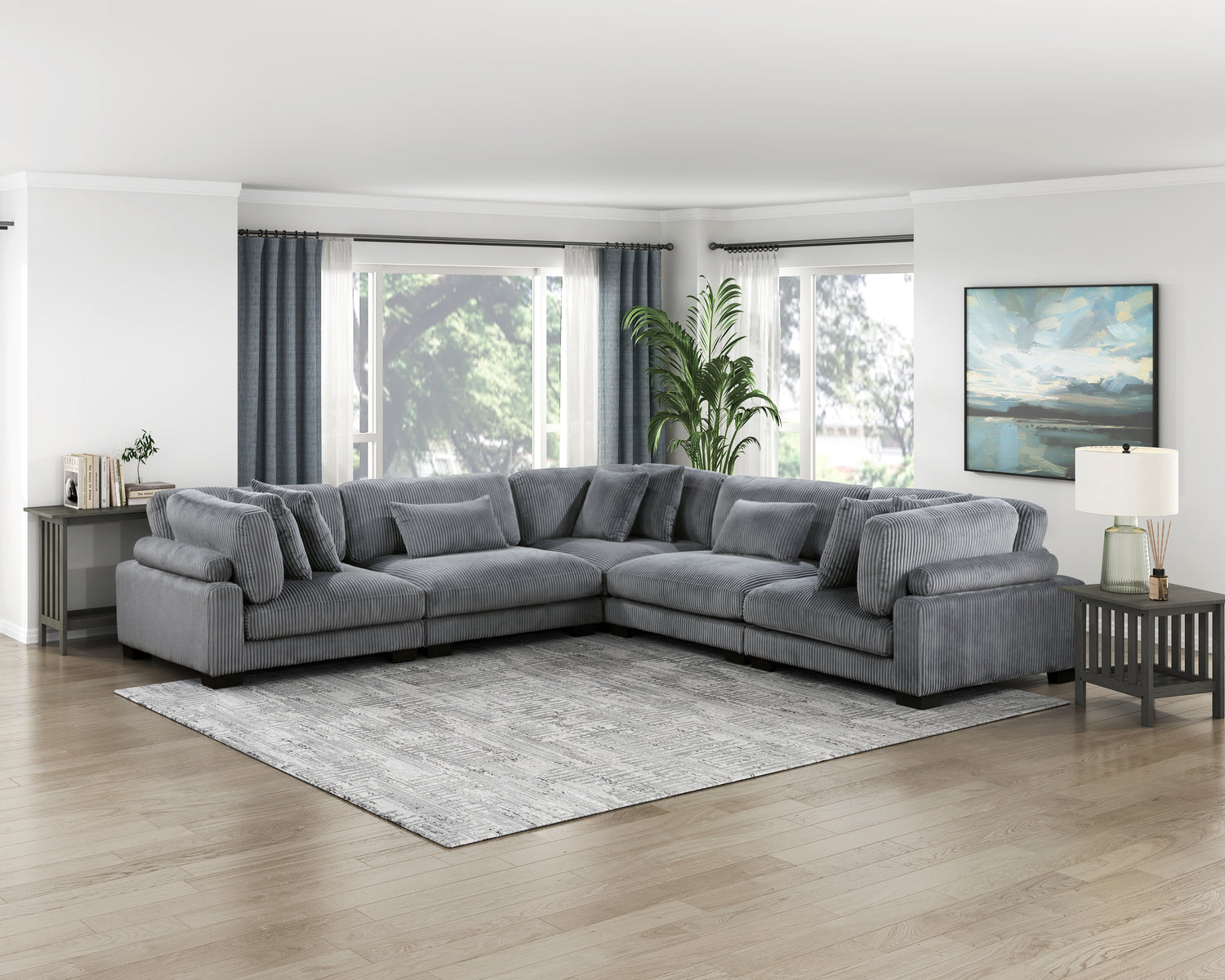 8555GY*2AC3CR (5)5-Piece Modular Sectional - 8555GY*2AC3CR