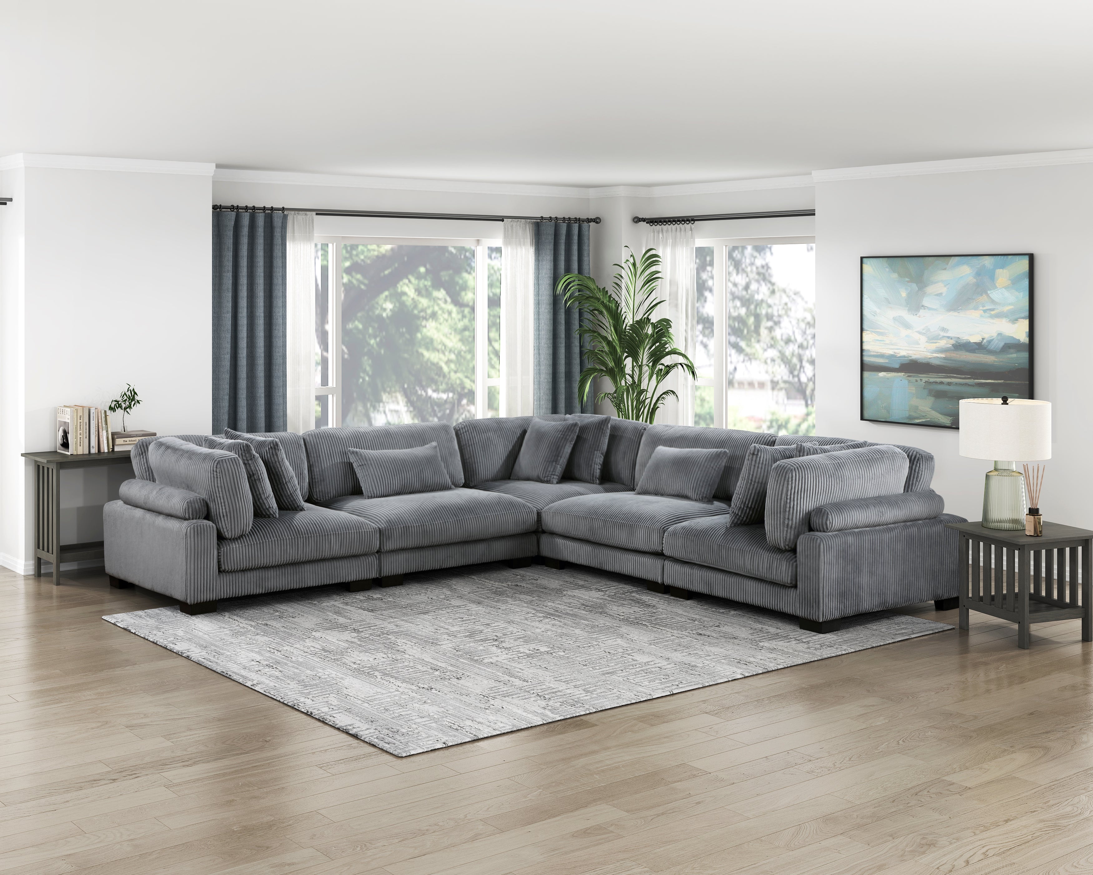 8555GY*2AC3CR (5)5-Piece Modular Sectional - 8555GY*2AC3CR