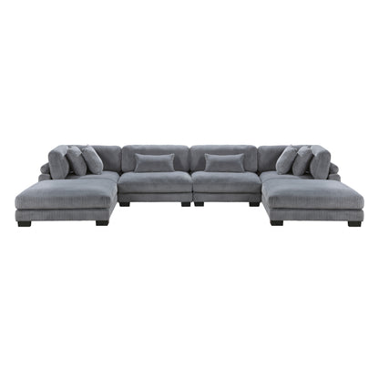 8555GY*2CR2AC2OT (6)6-Piece Modular Sectional with Ottomans - 8555GY*2CR2AC2OT