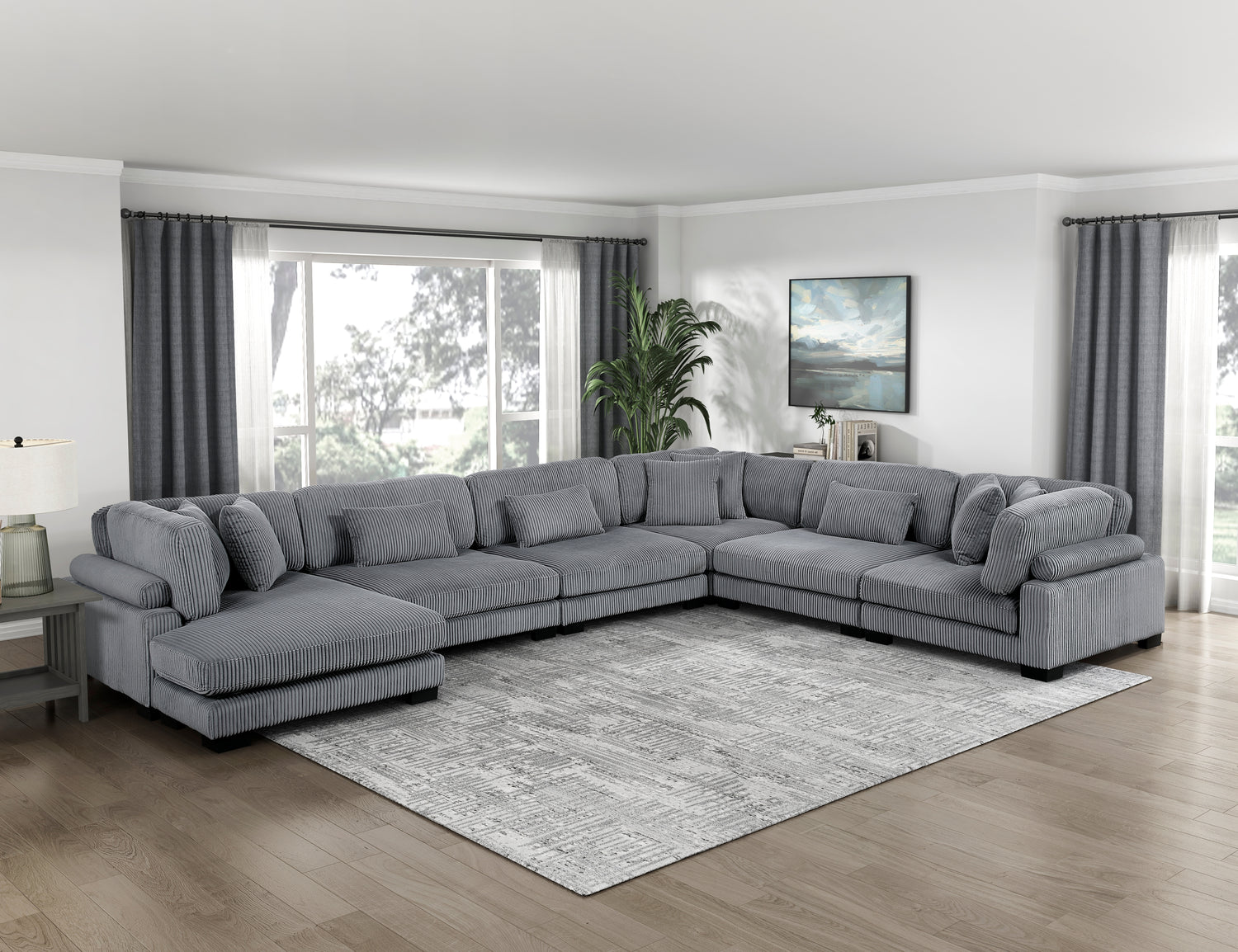 8555GY*2CR3ACVC (6)6-Piece Modular Sectional with Reversible Chaise - 8555GY*2CR3ACVC