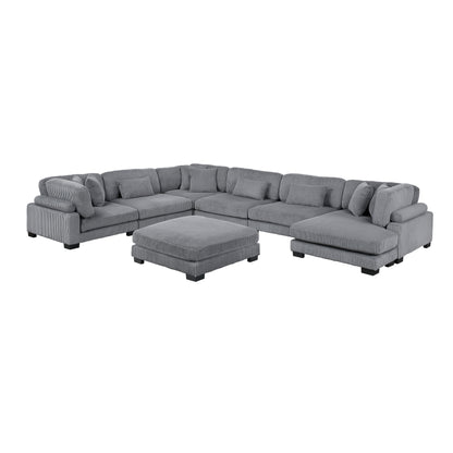 8555GY*2CR3ACVCOT (7)7-Piece Modular Sectional with Reversible Chaise and Ottoman - 8555GY*2CR3ACVCOT