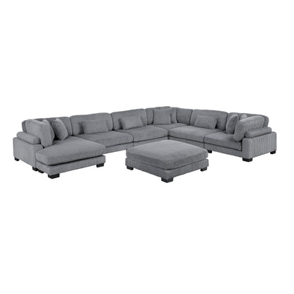 8555GY*2CR3ACVCOT (7)7-Piece Modular Sectional with Reversible Chaise and Ottoman - 8555GY*2CR3ACVCOT