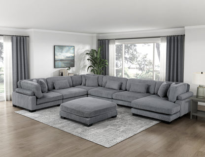 8555GY*2CR3ACVCOT (7)7-Piece Modular Sectional with Reversible Chaise and Ottoman - 8555GY*2CR3ACVCOT