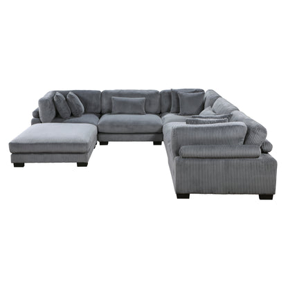 8555GY*3CR2ACOT (6)6-Piece Modular Sectional with Ottoman - 8555GY*3CR2ACOT