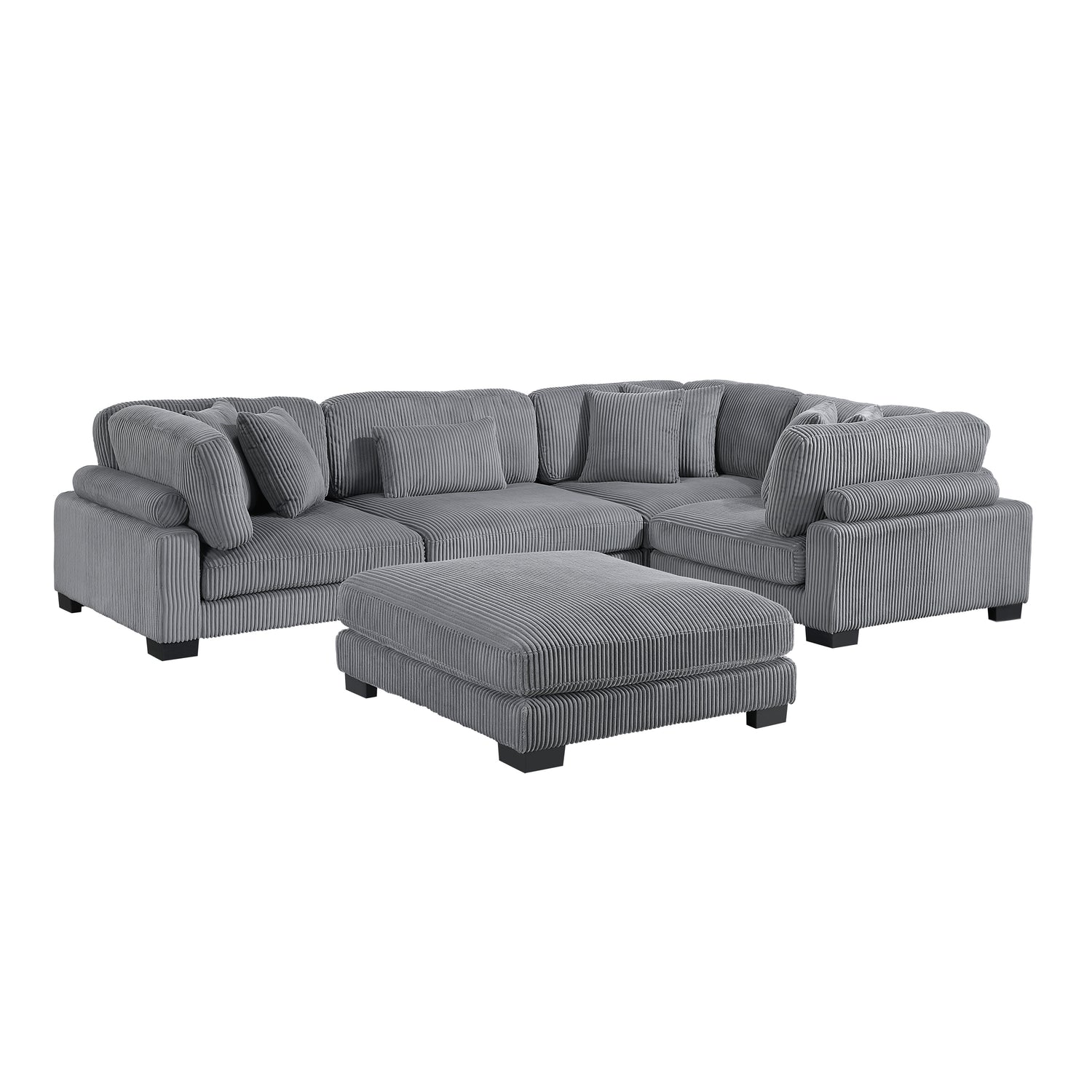 8555GY*3CRACOT (5)5-Piece Modular Sectional with Ottoman - 8555GY*3CRACOT