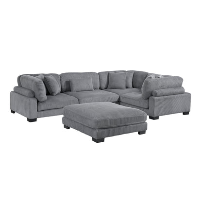 8555GY*3CRACOT (5)5-Piece Modular Sectional with Ottoman - 8555GY*3CRACOT