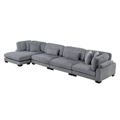 8555GY*CR2ACVC (4)4-Piece Modular Sectional with Reversible Chaise - 8555GY*CR2ACVC