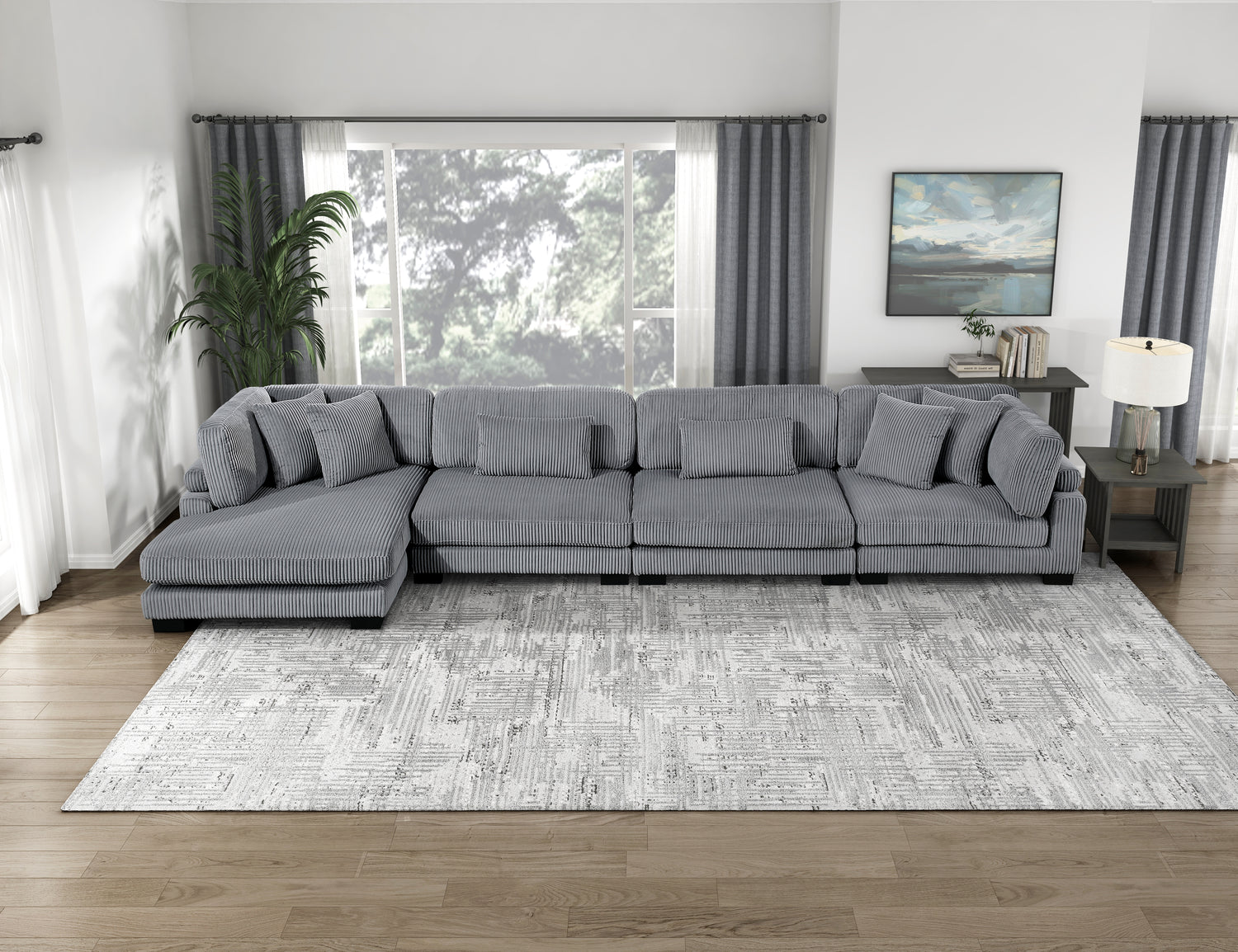 8555GY*CR2ACVC (4)4-Piece Modular Sectional with Reversible Chaise - 8555GY*CR2ACVC