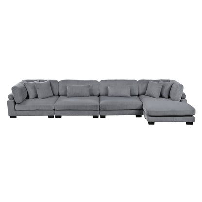 8555GY*CR2ACVC (4)4-Piece Modular Sectional with Reversible Chaise - 8555GY*CR2ACVC