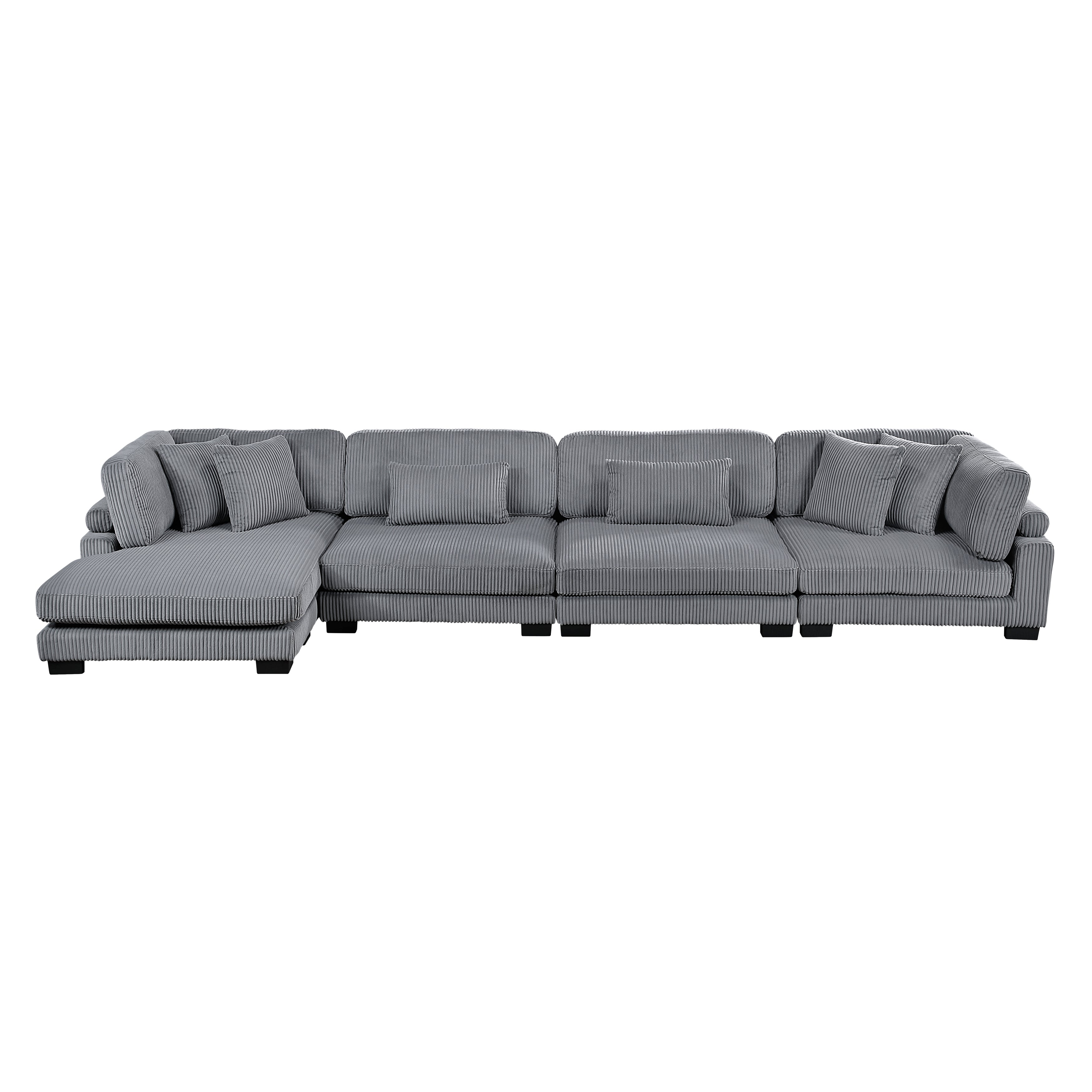 8555GY*CR2ACVC (4)4-Piece Modular Sectional with Reversible Chaise - 8555GY*CR2ACVC