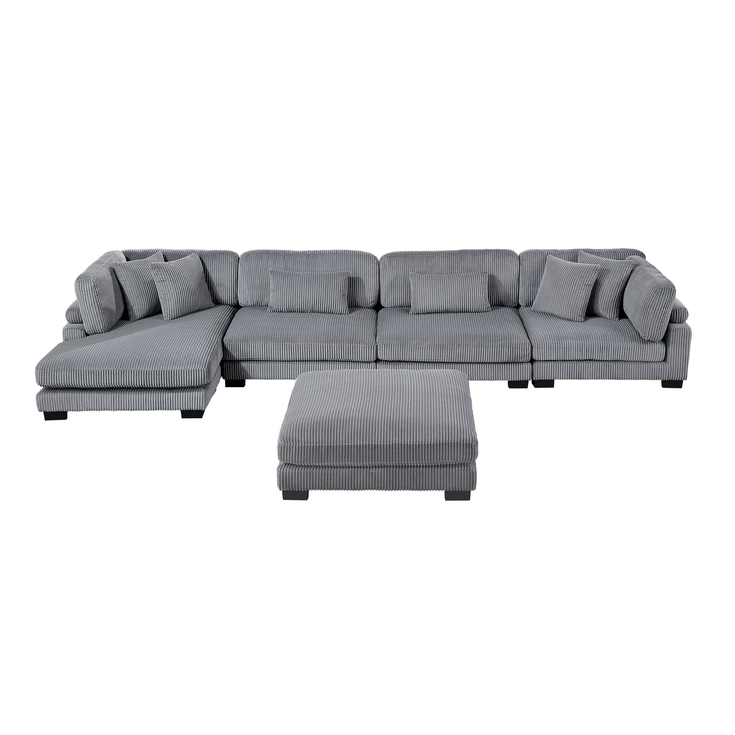 8555GY*CR2ACVCOT (5)5-Piece Modular Sectional with Reversible Chaise and Ottoman - 8555GY*CR2ACVCOT