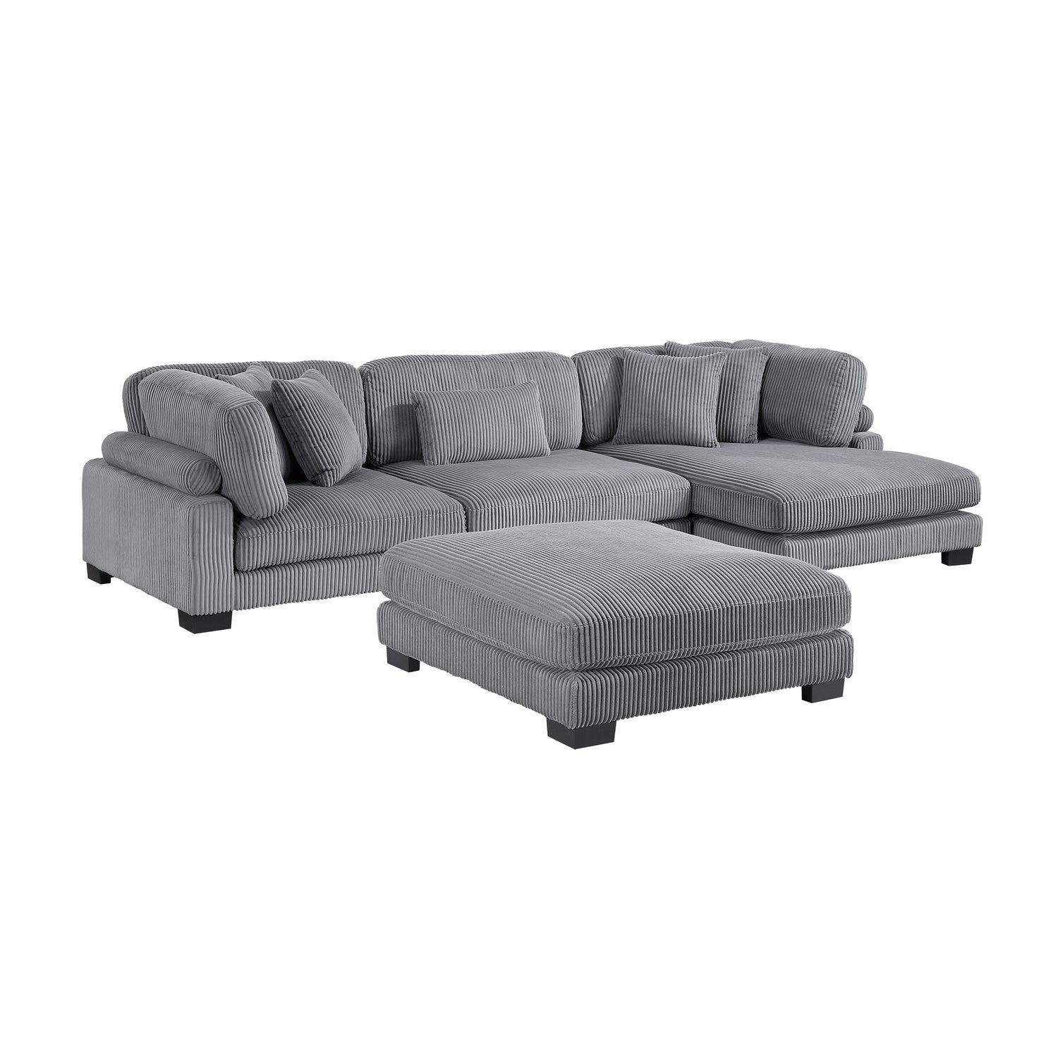 8555GY*CRACVCOT (4)4-Piece Modular Sectional with Reversible Chaise and Ottoman - 8555GY*CRACVCOT