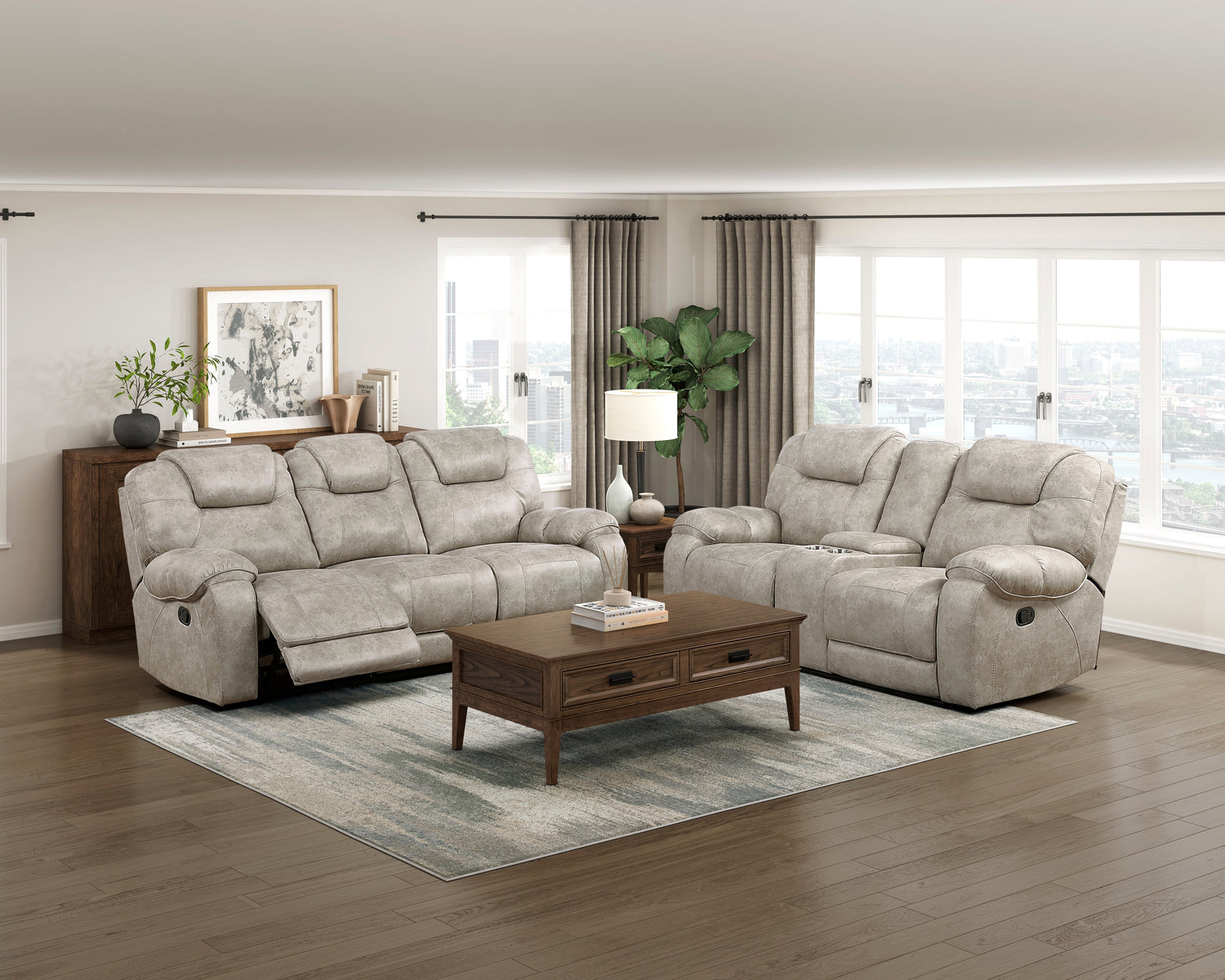 8560PT-2 DOUBLE RECLINING LOVE SEAT WITH CENTER CONSOLE - 8560PT-2