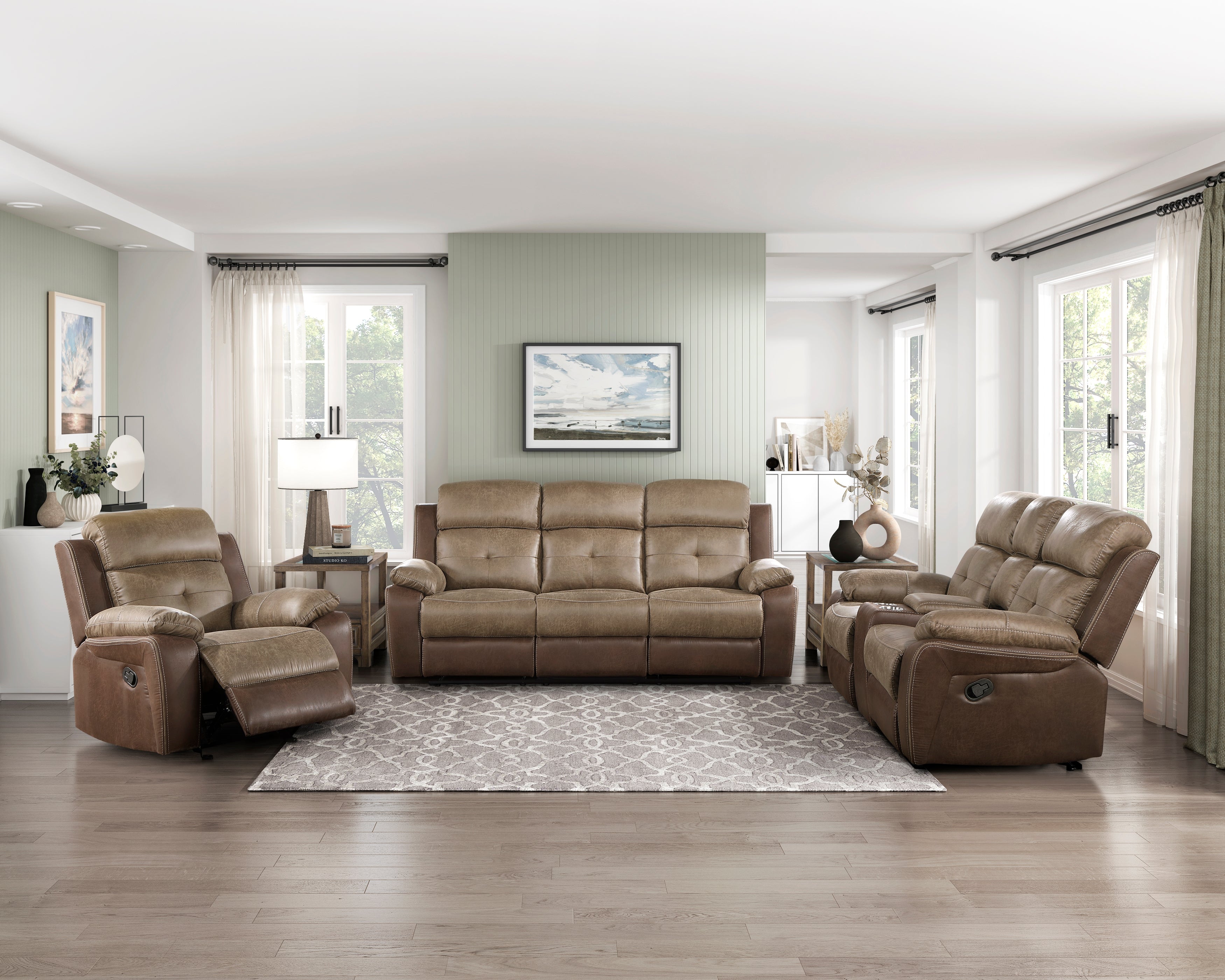 Glendale Brown Microfiber Double Reclining Living Room Set from Homelegance - Luna Furniture
