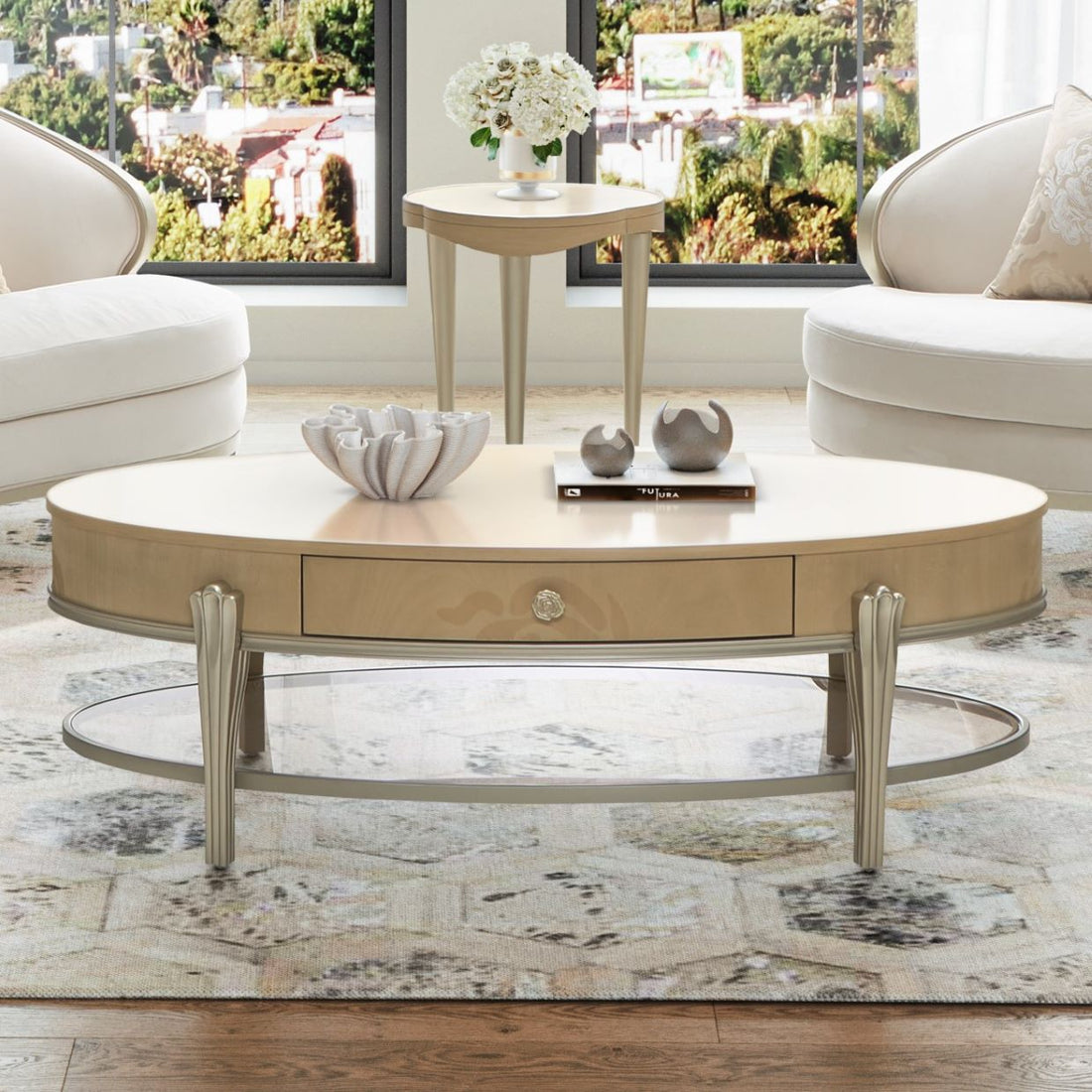 Camellia Field Caramel Camellia Field Oval Cocktail Table Caramel