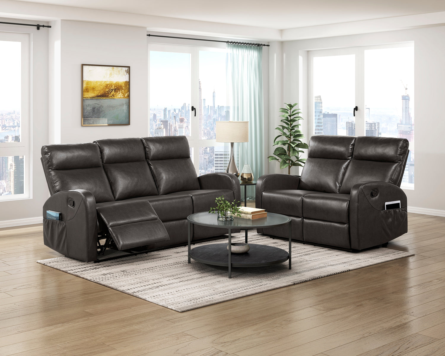 9147PUE-3 Double Reclining Sofa - 9147PUE-3