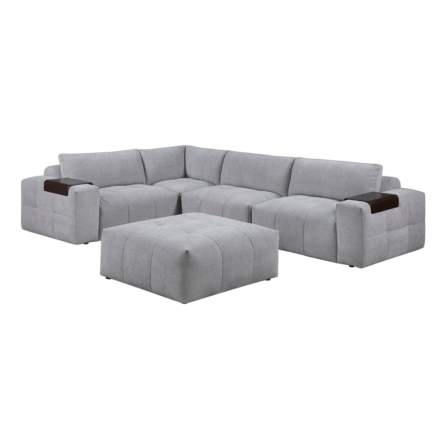 9155GY*51L1ROT (5)5-Piece Modular Sectional with Ottoman - 9155GY*51L1ROT
