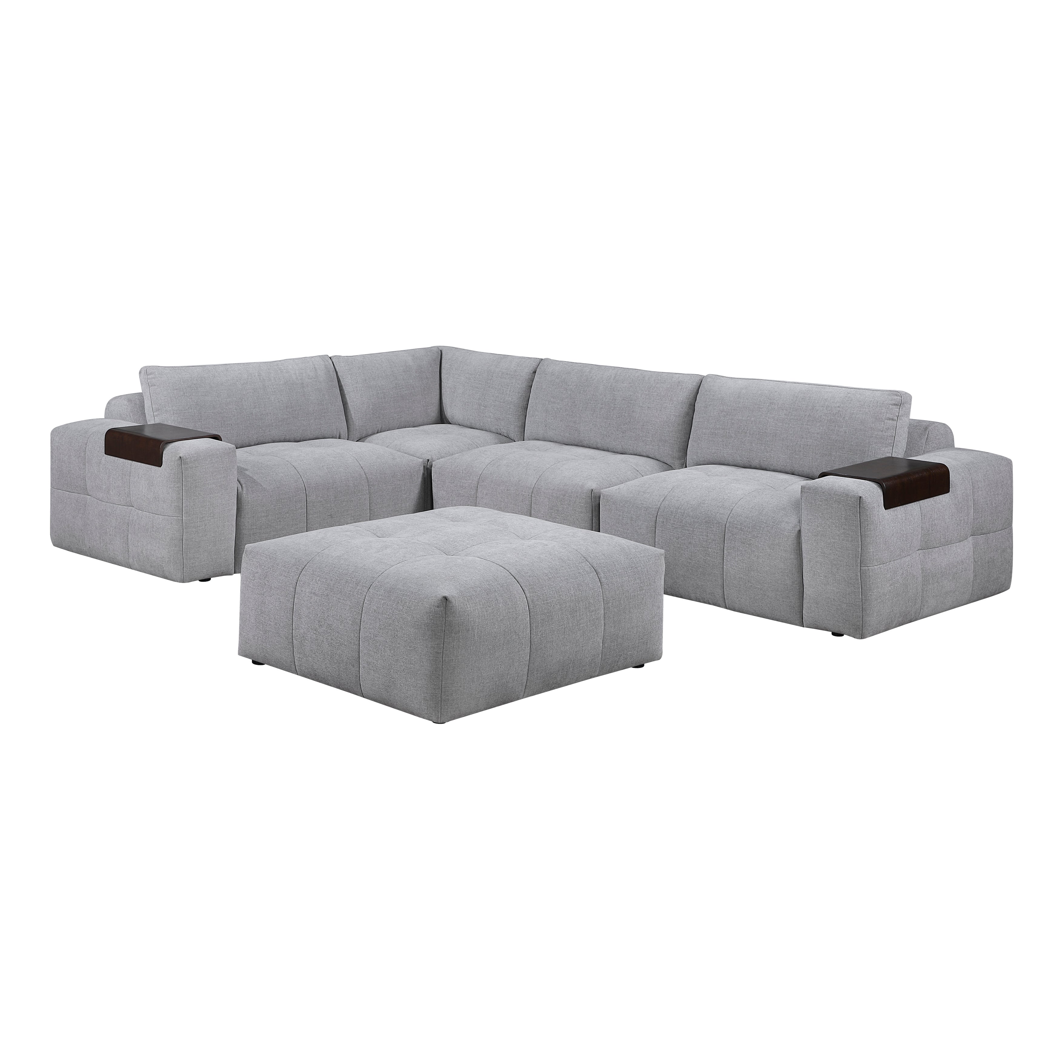 9155GY*51L1ROT (5)5-Piece Modular Sectional with Ottoman - 9155GY*51L1ROT