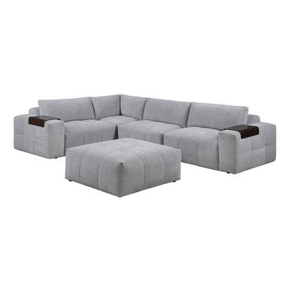 9155GY*51L1ROT (5)5-Piece Modular Sectional with Ottoman - 9155GY*51L1ROT