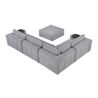 9155GY*51L1ROT (5)5-Piece Modular Sectional with Ottoman - 9155GY*51L1ROT