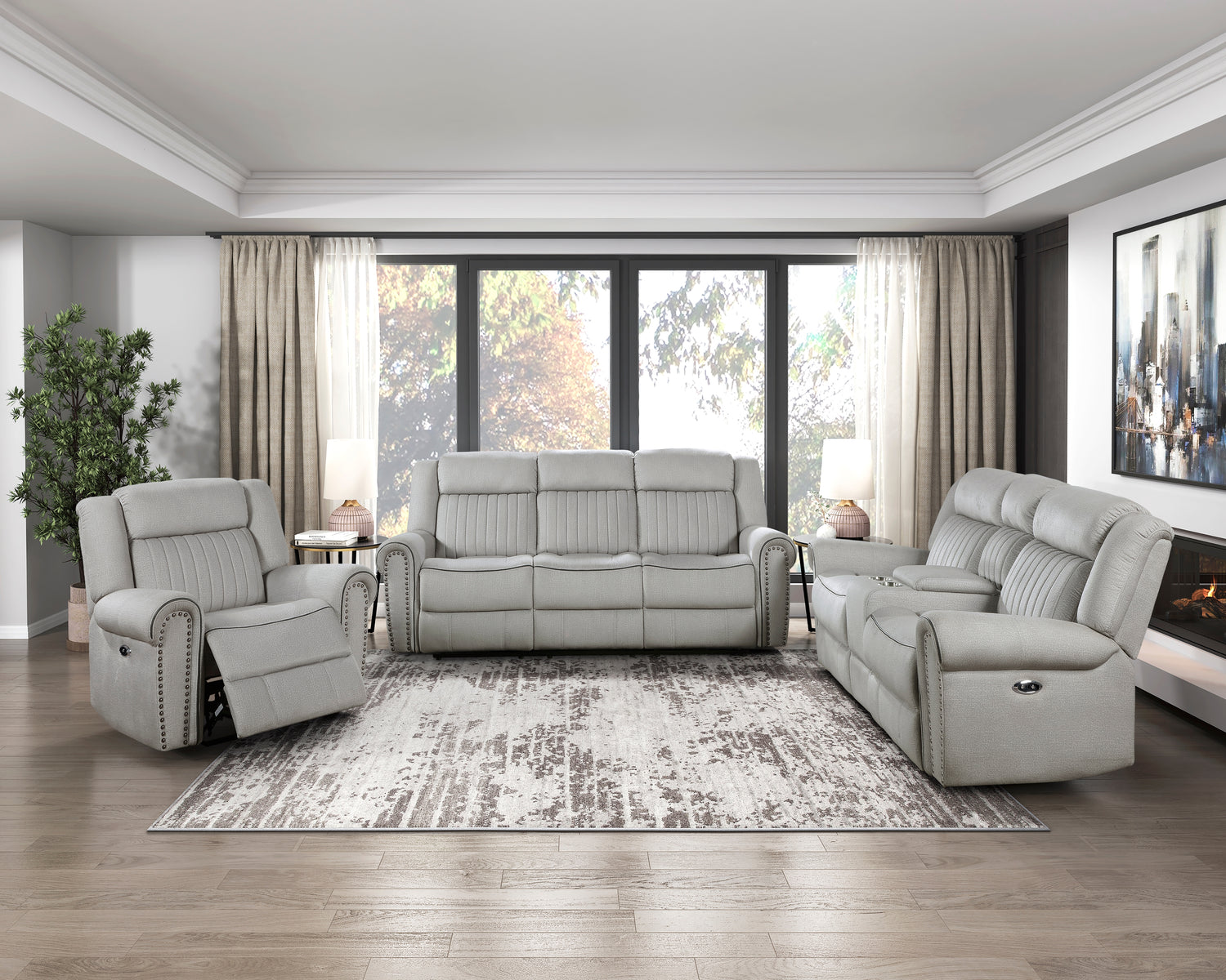 9204MT-2PW Power Double Reclining Love Seat with Center Console - 9204MT-2PW