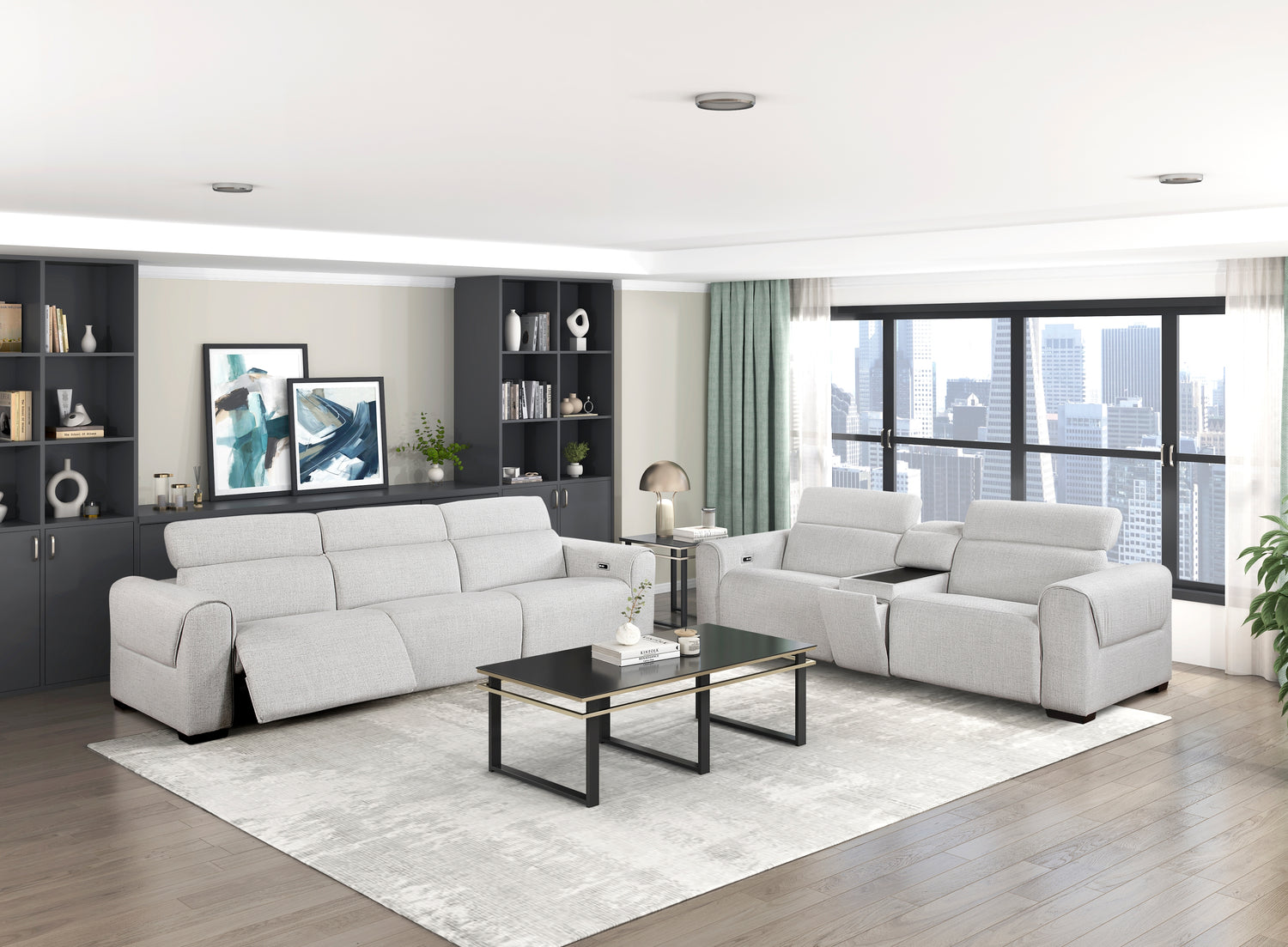 9455CLD-3PWH* (3)Power Double Reclining Sofa with Power Headrests, Charging Ports - 9455CLD-3PWH*