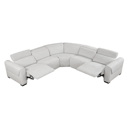 9455CLD*5LRRRPWH (5)5-Piece Modular Power Reclining Sectional with Power Headrests, Charging Ports - 9455CLD*5LRRRPWH