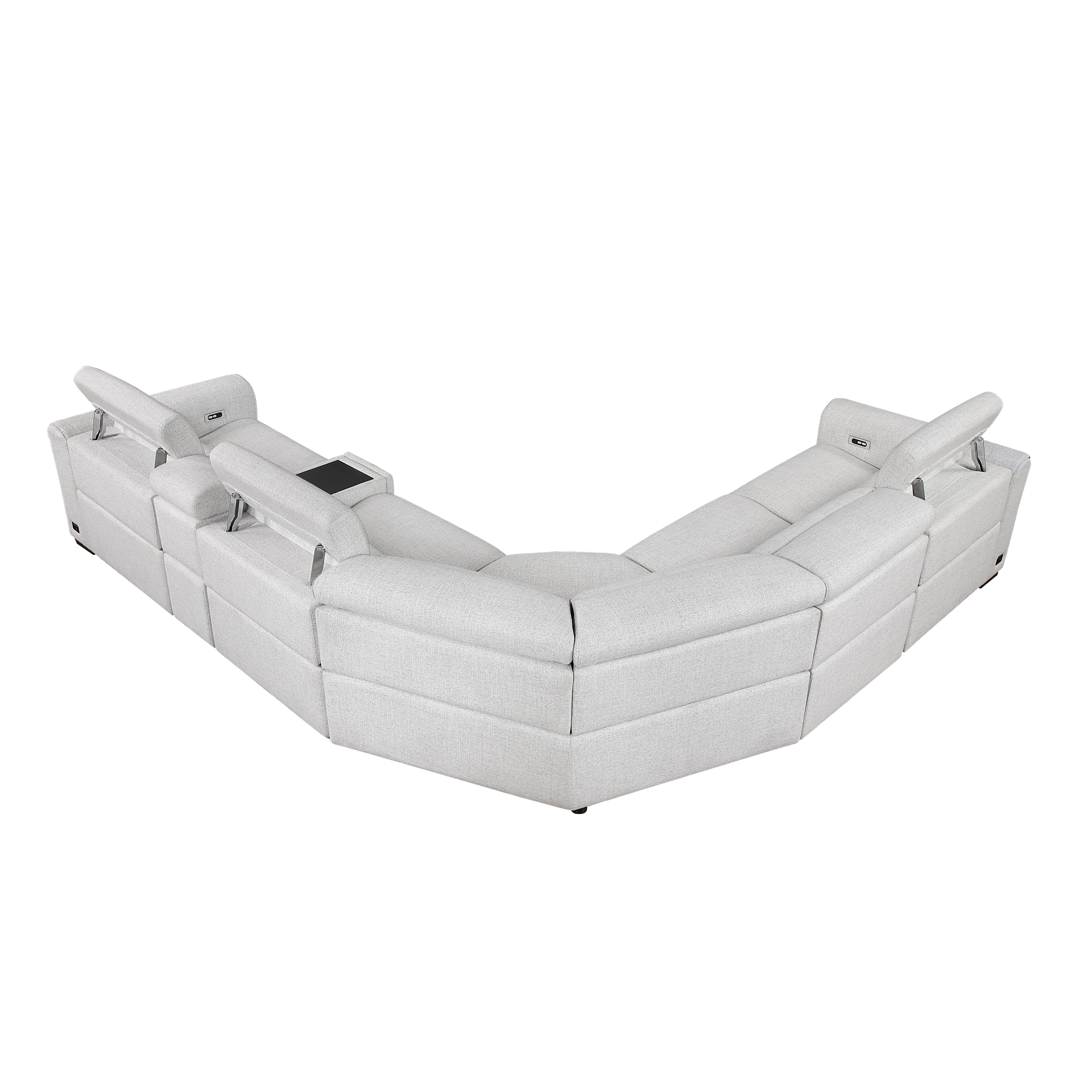 9455CLD*6LRRRPWH (6)6-Piece Modular Power Reclining Sectional with Power Headrests, Charging Ports - 9455CLD*6LRRRPWH