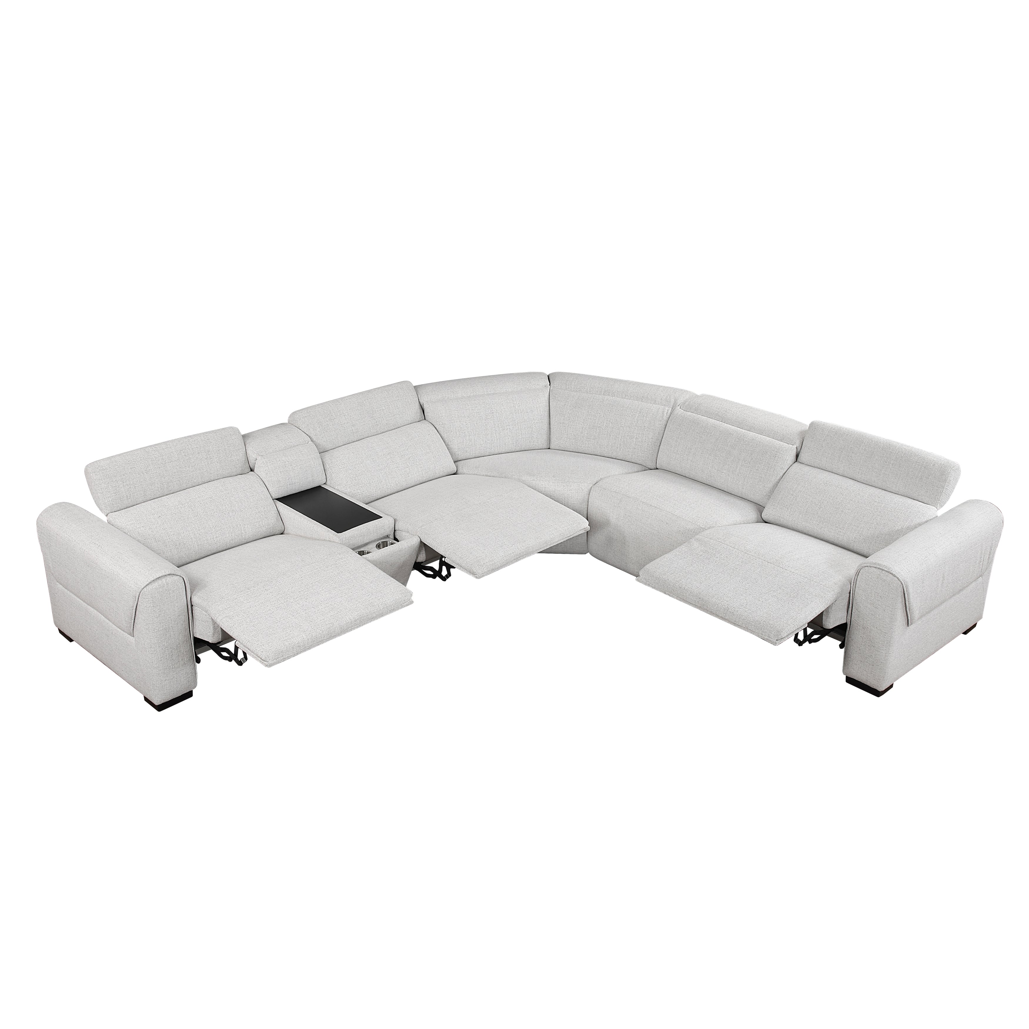 9455CLD*6LRRRPWH (6)6-Piece Modular Power Reclining Sectional with Power Headrests, Charging Ports - 9455CLD*6LRRRPWH