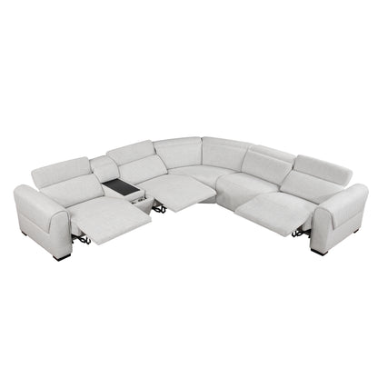 9455CLD*6LRRRPWH (6)6-Piece Modular Power Reclining Sectional with Power Headrests, Charging Ports - 9455CLD*6LRRRPWH