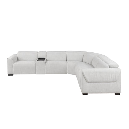 9455CLD*6LRRRPWH (6)6-Piece Modular Power Reclining Sectional with Power Headrests, Charging Ports - 9455CLD*6LRRRPWH