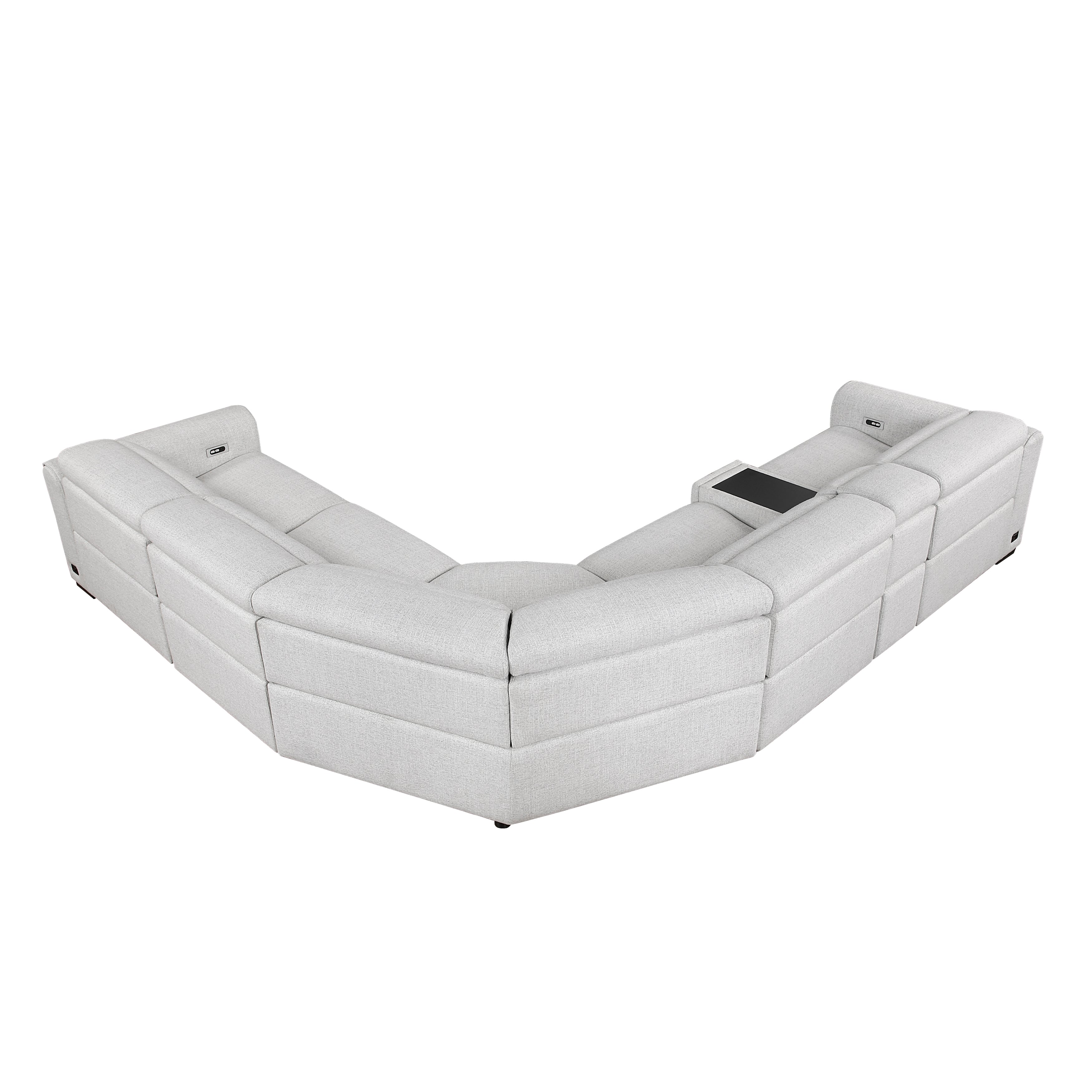 9455CLD*6LRRRPWH (6)6-Piece Modular Power Reclining Sectional with Power Headrests, Charging Ports - 9455CLD*6LRRRPWH