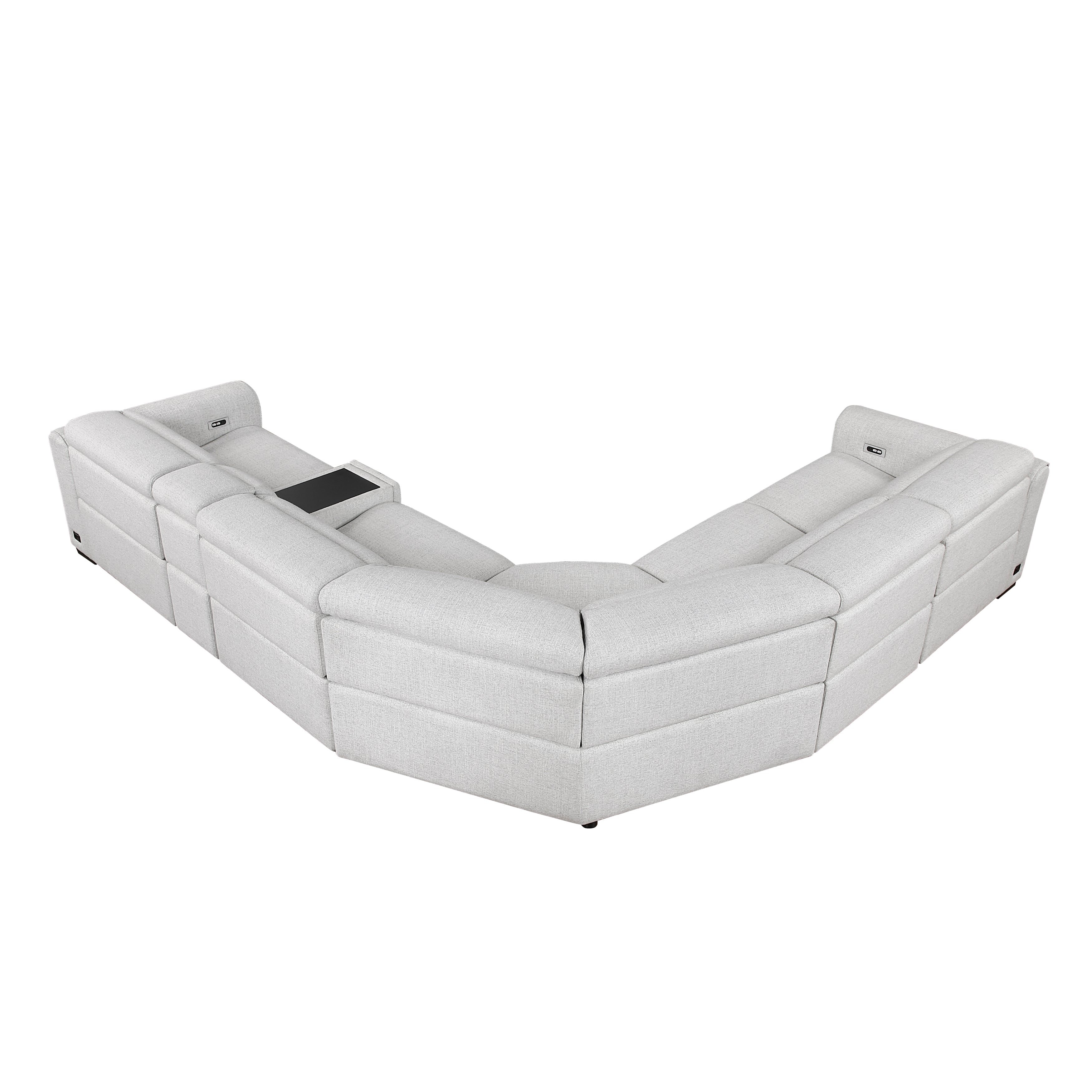 9455CLD*6LRRRPWH (6)6-Piece Modular Power Reclining Sectional with Power Headrests, Charging Ports - 9455CLD*6LRRRPWH