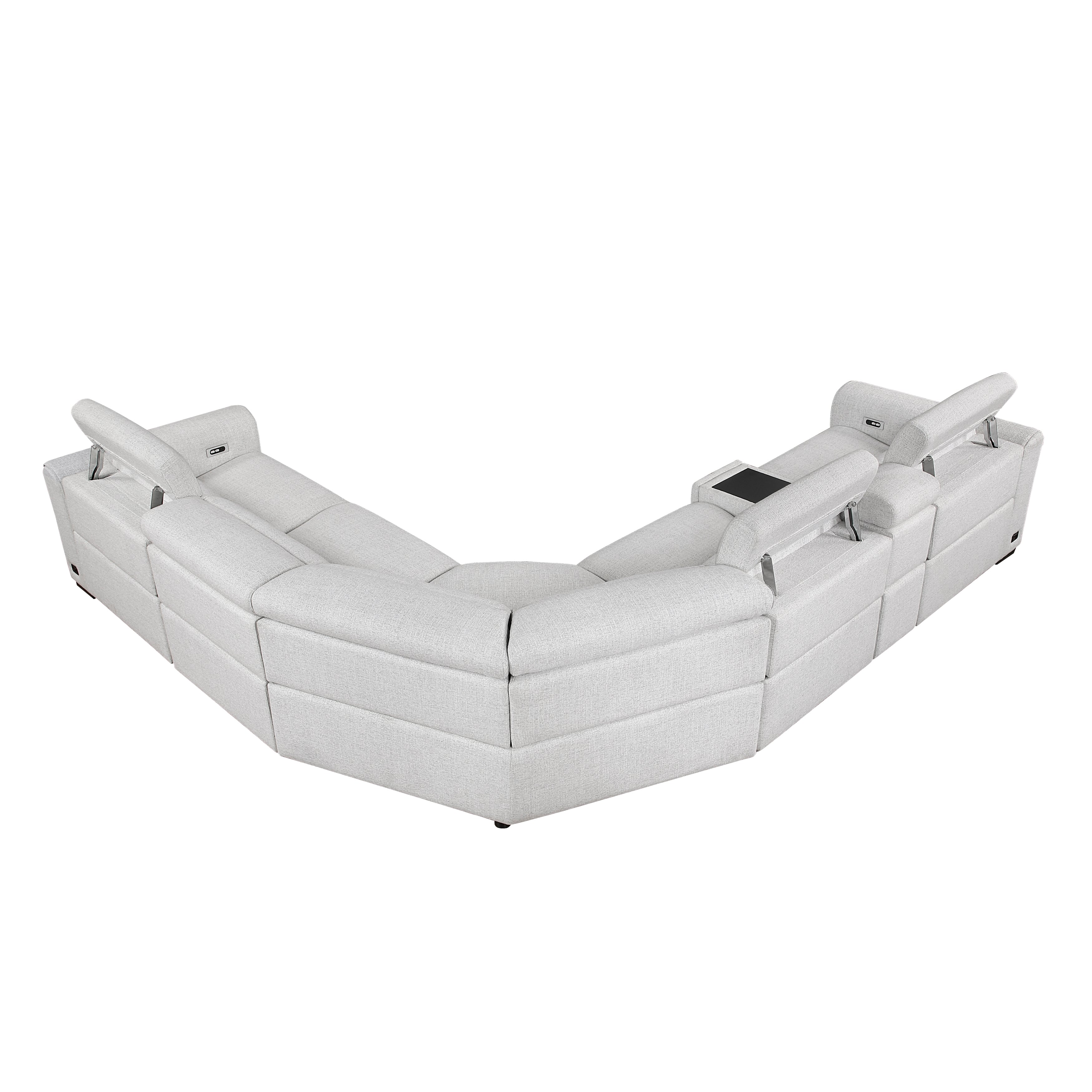 9455CLD*6LRRRPWH (6)6-Piece Modular Power Reclining Sectional with Power Headrests, Charging Ports - 9455CLD*6LRRRPWH