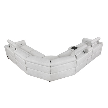 9455CLD*6LRRRPWH (6)6-Piece Modular Power Reclining Sectional with Power Headrests, Charging Ports - 9455CLD*6LRRRPWH