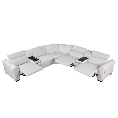 9455CLD*7LRRRPWH (7)7-Piece Modular Power Reclining Sectional with Power Headrests - 9455CLD*7LRRRPWH