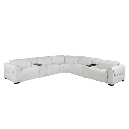 9455CLD*7LRRRPWH (7)7-Piece Modular Power Reclining Sectional with Power Headrests - 9455CLD*7LRRRPWH