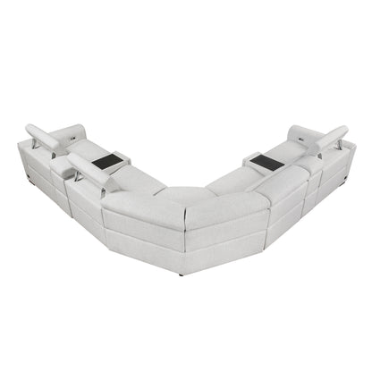 9455CLD*7LRRRPWH (7)7-Piece Modular Power Reclining Sectional with Power Headrests - 9455CLD*7LRRRPWH