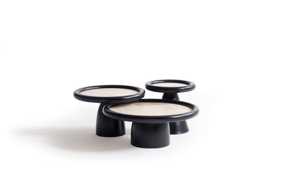 950 Black Travertine 3 Pc Coffee Table Set - 950BLACKT-COFSET