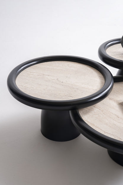 950 Black Travertine 3 Pc Coffee Table Set - 950BLACKT-COFSET