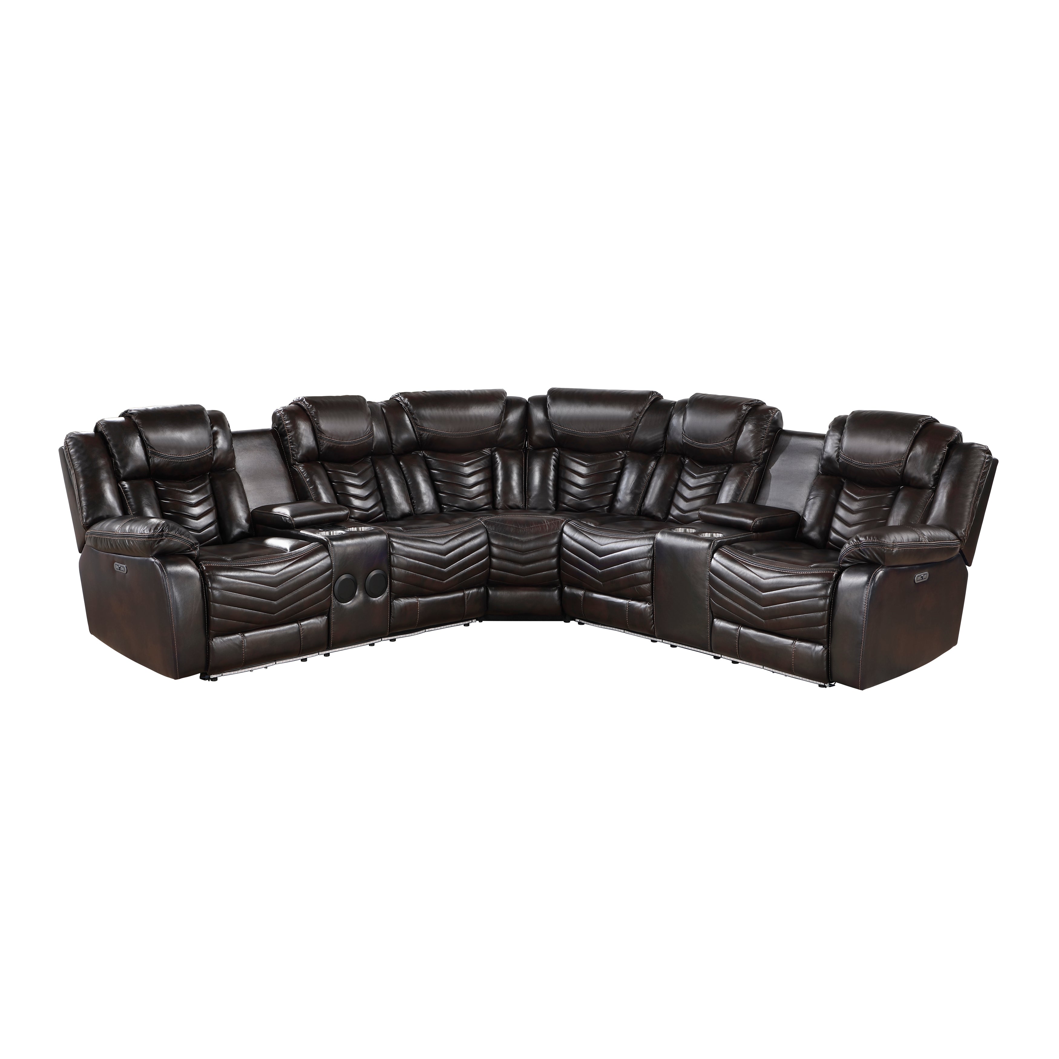 9508DB*SCPW (3)3-Piece Power Reclining Sectional with Consoles, Speakers, Subwoofer and LED Lighting - 9508DB*SCPW