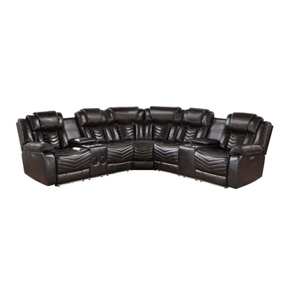 9508DB*SCPW (3)3-Piece Power Reclining Sectional with Consoles, Speakers, Subwoofer and LED Lighting - 9508DB*SCPW
