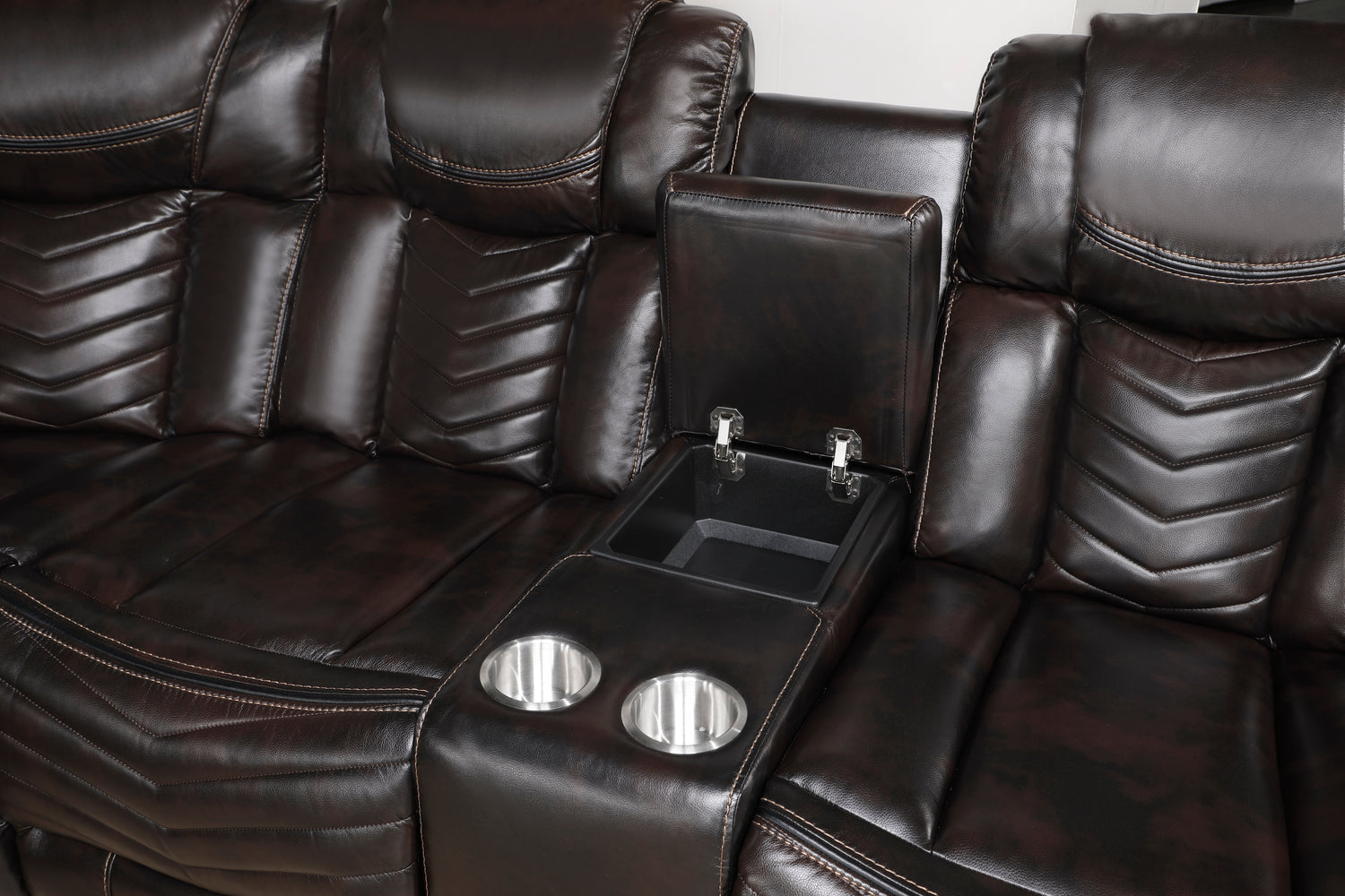 9508DB*SCPW (3)3-Piece Power Reclining Sectional with Consoles, Speakers, Subwoofer and LED Lighting - 9508DB*SCPW