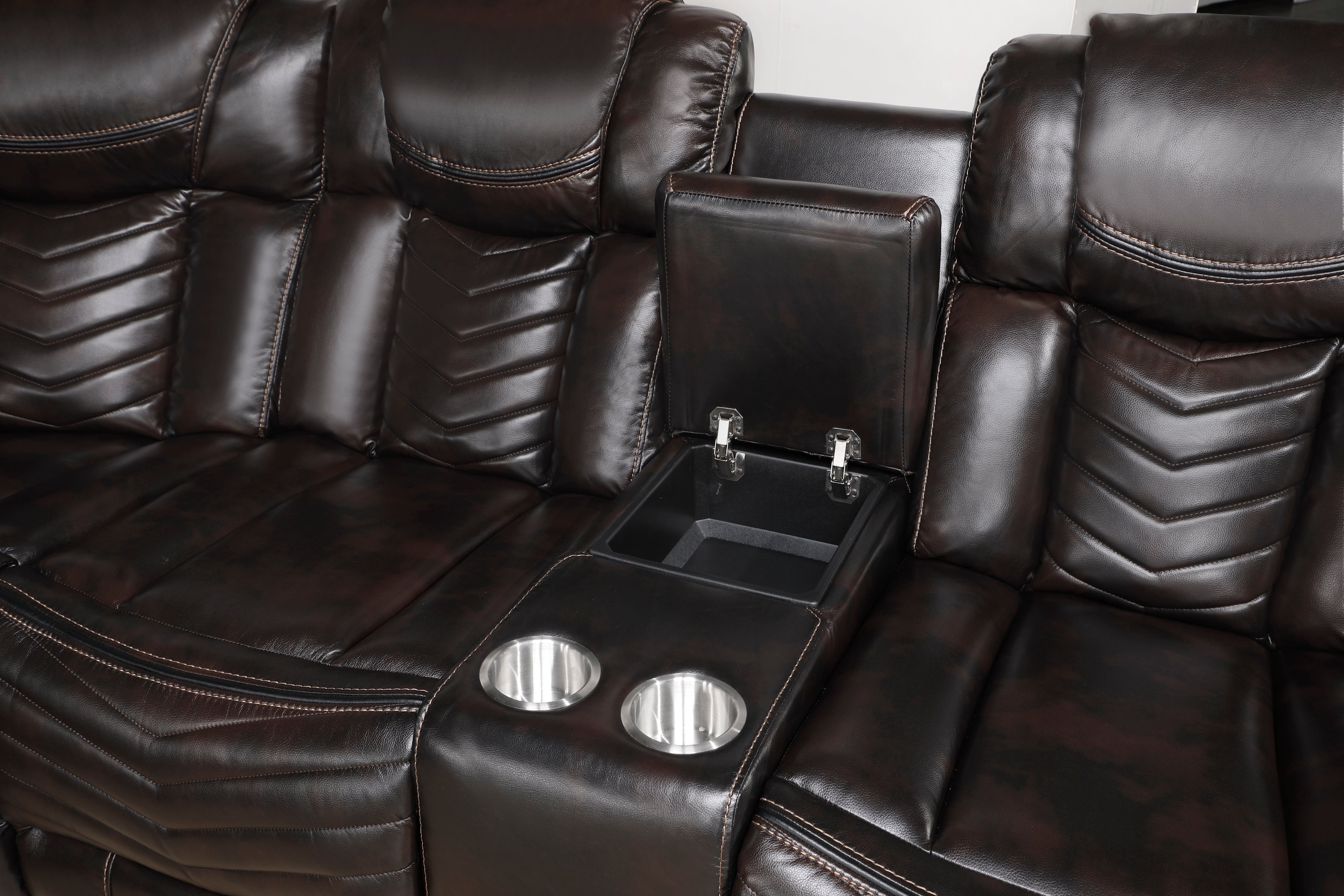 9508DB*SCPW (3)3-Piece Power Reclining Sectional with Consoles, Speakers, Subwoofer and LED Lighting - 9508DB*SCPW