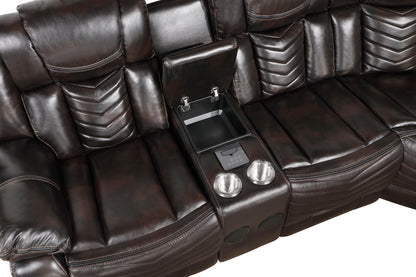 9508DB*SCPW (3)3-Piece Power Reclining Sectional with Consoles, Speakers, Subwoofer and LED Lighting - 9508DB*SCPW