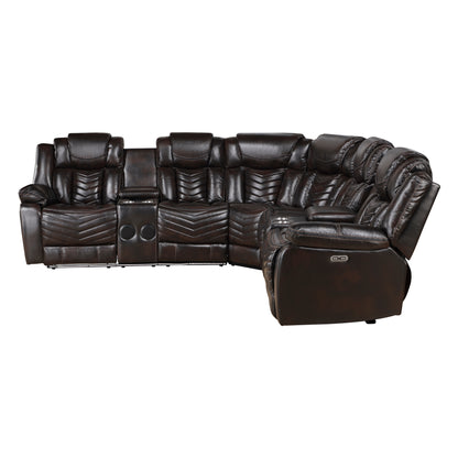 9508DB*SCPW (3)3-Piece Power Reclining Sectional with Consoles, Speakers, Subwoofer and LED Lighting - 9508DB*SCPW