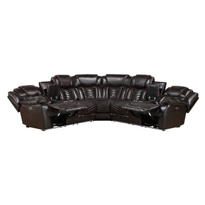 9508DB*SCPW (3)3-Piece Power Reclining Sectional with Consoles, Speakers, Subwoofer and LED Lighting - 9508DB*SCPW