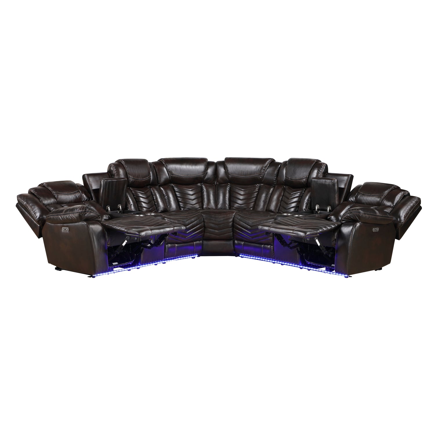 9508DB*SCPW (3)3-Piece Power Reclining Sectional with Consoles, Speakers, Subwoofer and LED Lighting - 9508DB*SCPW