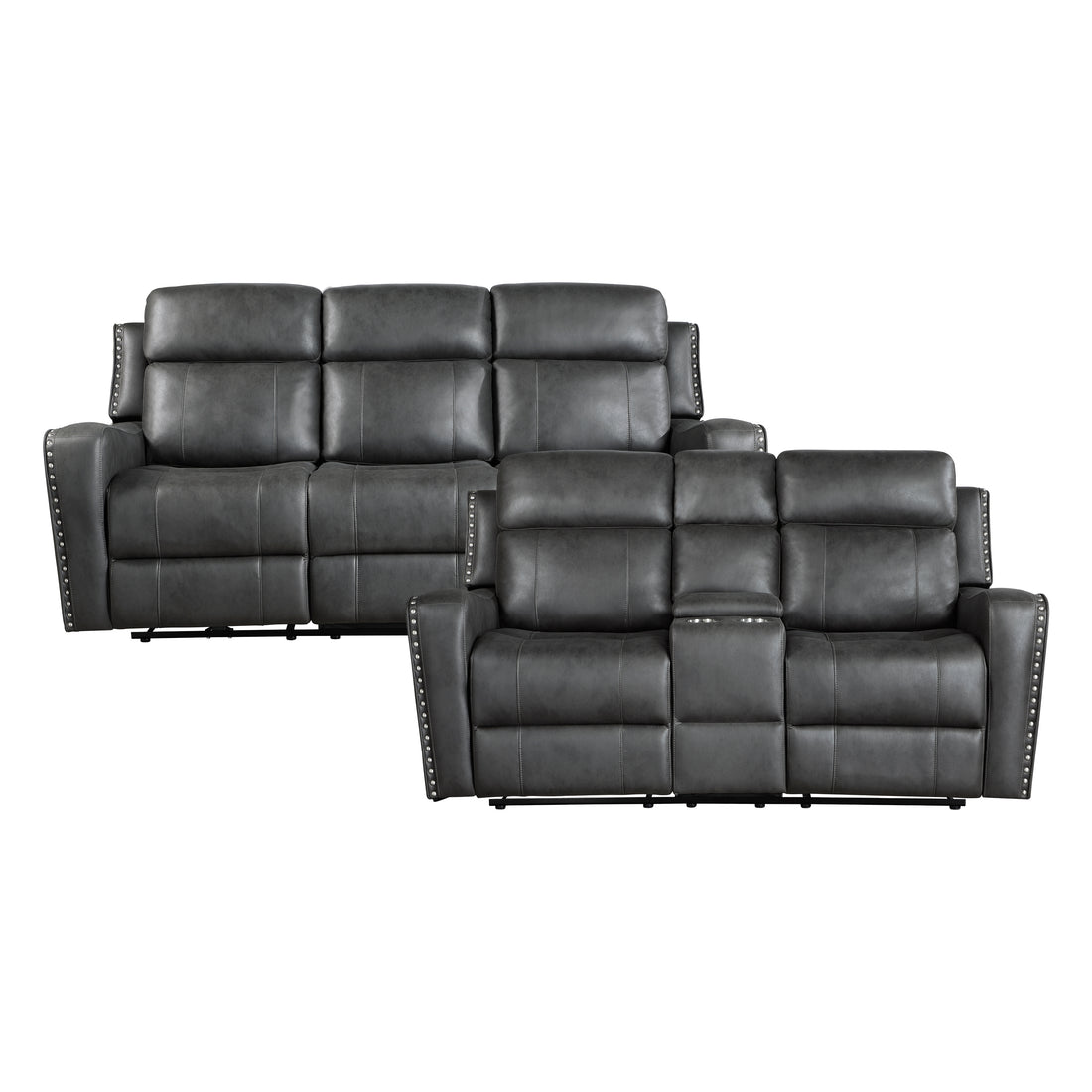 9515DGY*2 2pc Set: Sofa, Love - 9515DGY*2